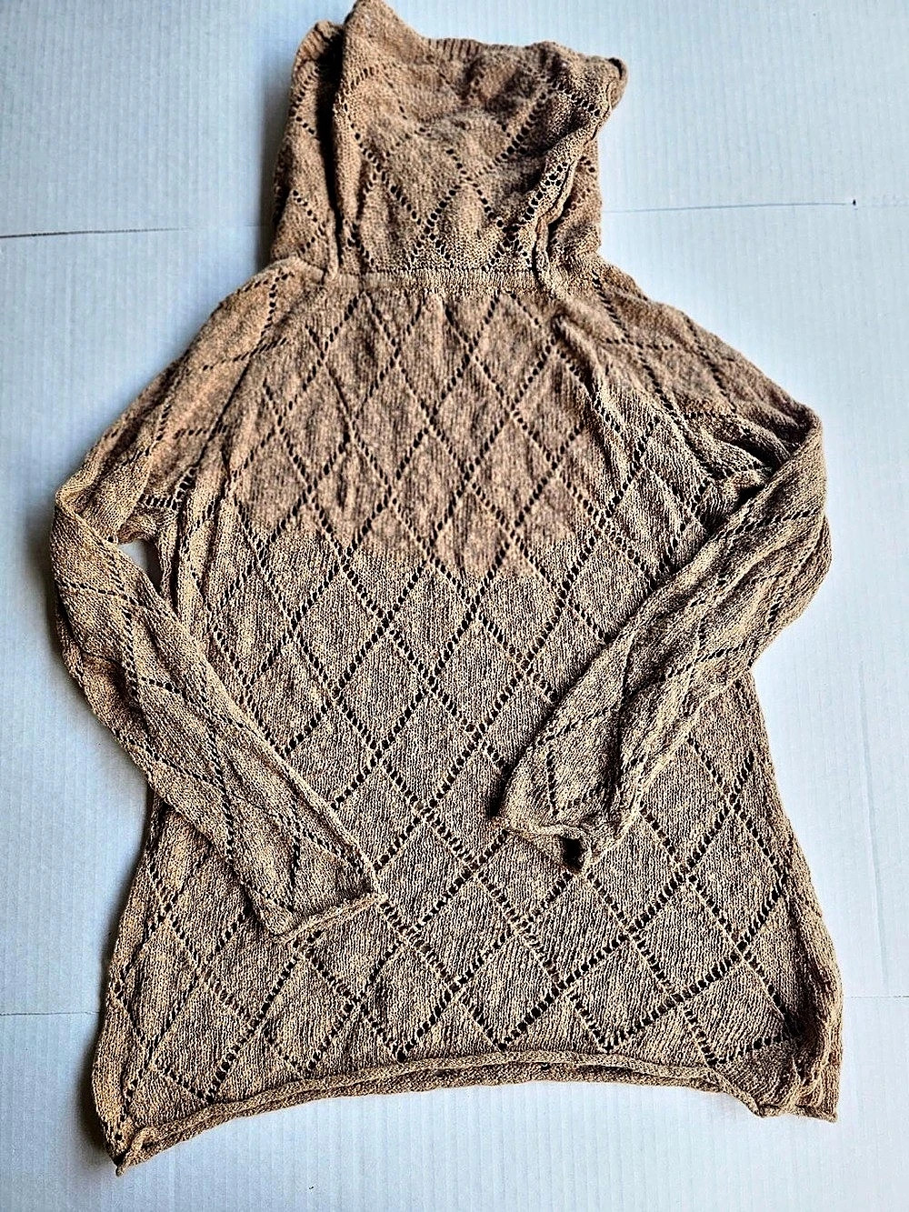 Brown Diamond Knit Turtleneck Sweater